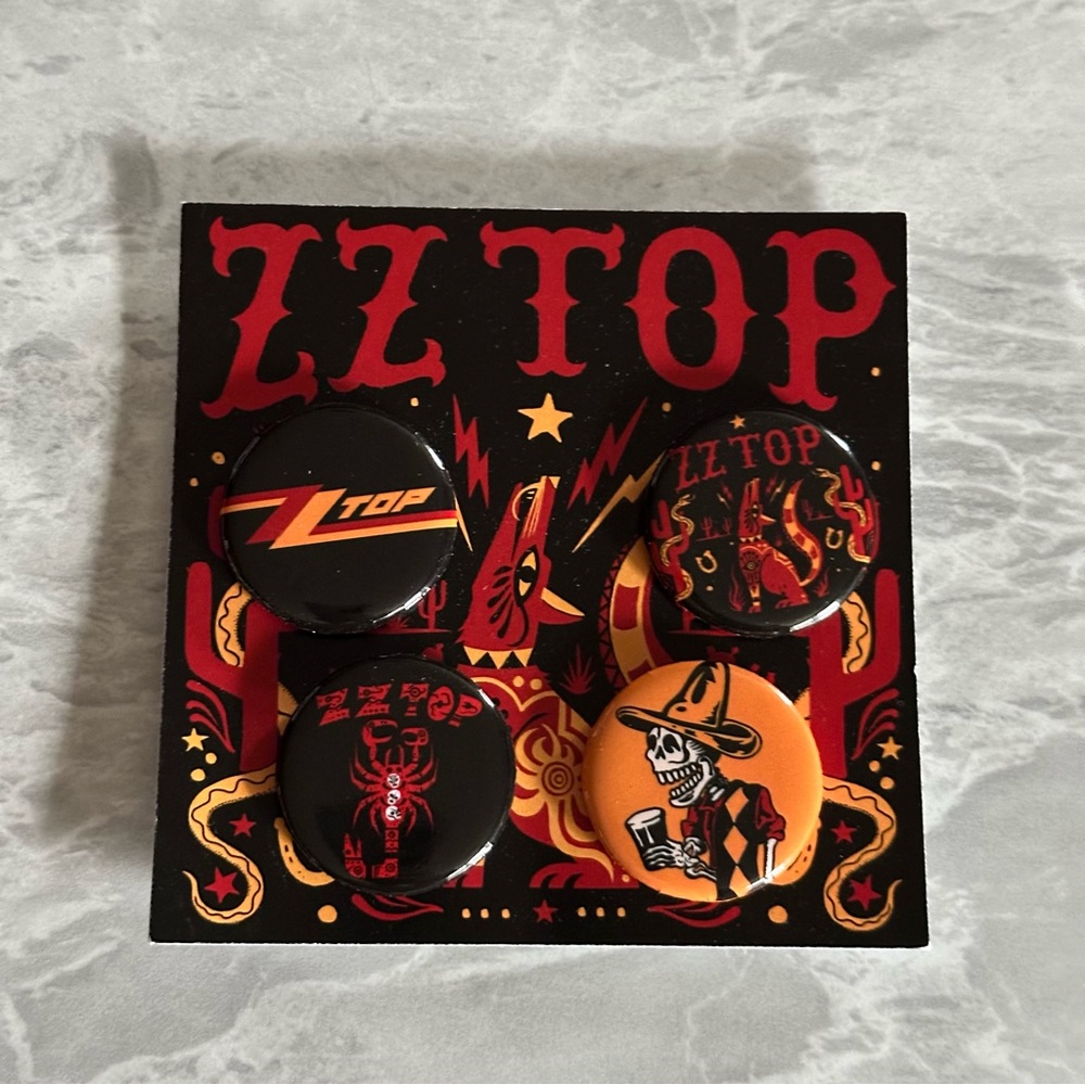 New ZZ Top Tour Concert VIP Official Merch Pin Set